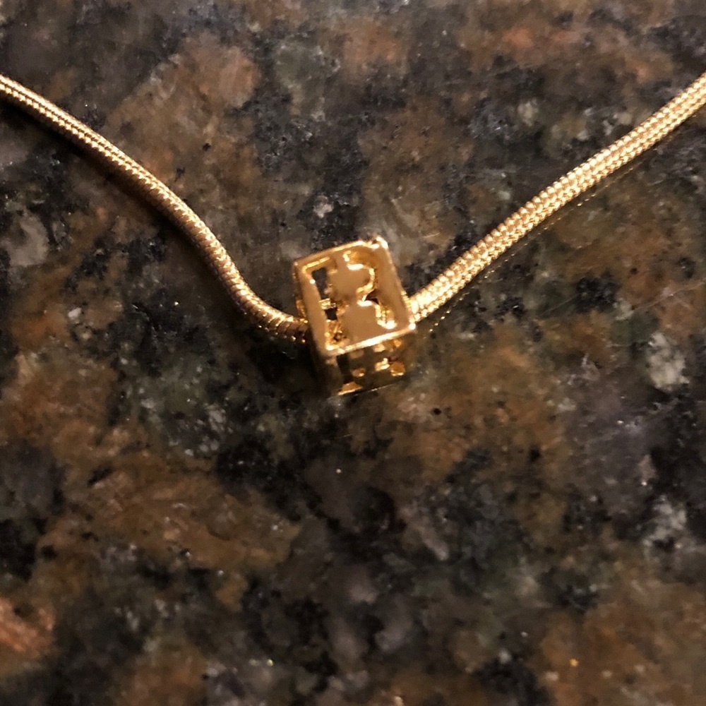 Gold Tone R Initial Necklace - Picture 2 of 4